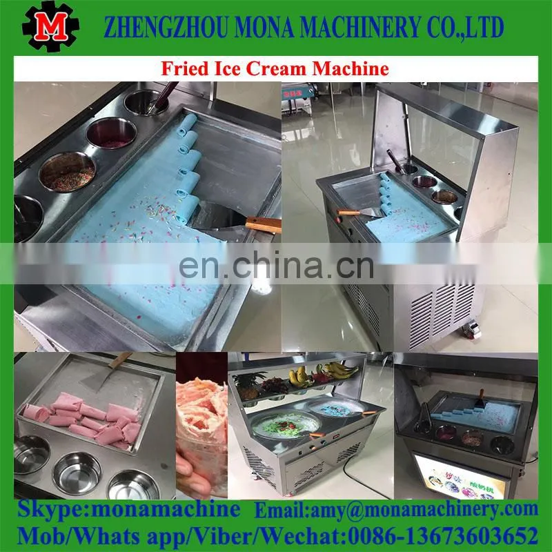 Widely Welcome Double 50cm round pans with 10 cooling barrels/tanks Thai fried ice cream machine for sale
