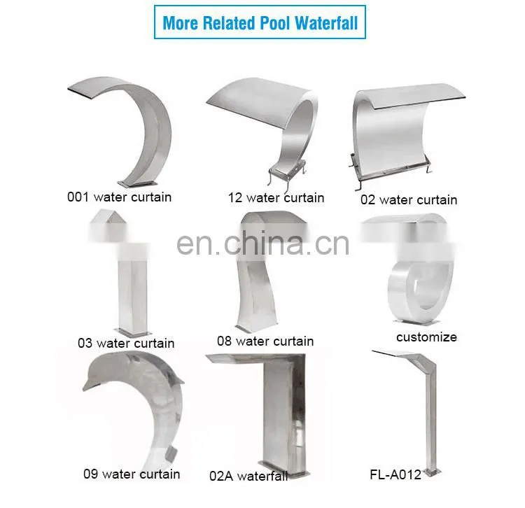 Spillway Pool Spa Wall Mount Waterfall Blade Cascade Sheer Swimming Pool Water Descent