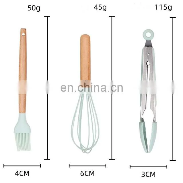 Amazon Best Seller 12 In 1 Set Silicone Cooking Tools Kitchen Utensils Set With Wooden Handle