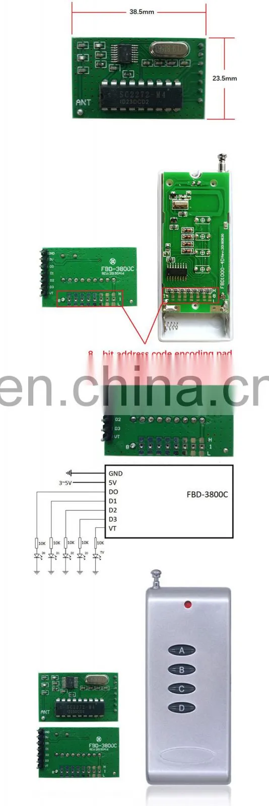 4 channel 315mhz wireless remote Police siren wireless remote control Fixed code 4 buttons remocon remote