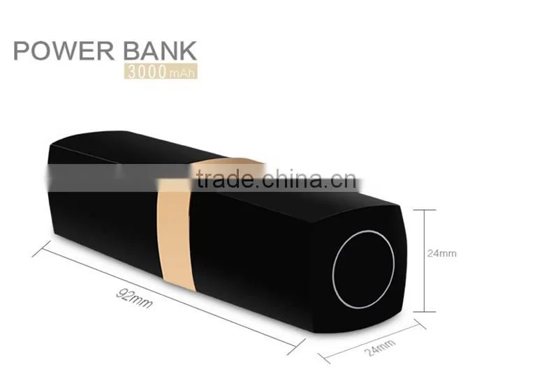 Channel lipstick power bank 3000mah rechargeable battery li-ion china goods