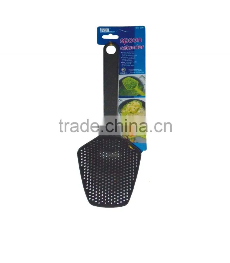 Food Grade durable vegetable colander,black nylon BBQ spoon, Nylon Slotted Spoon