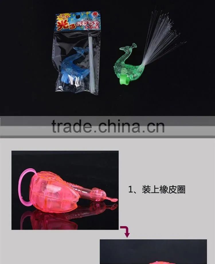 Custom Design Peacock Finger Ring,Led Finger Light, Fiber Optic Light Party Decoration