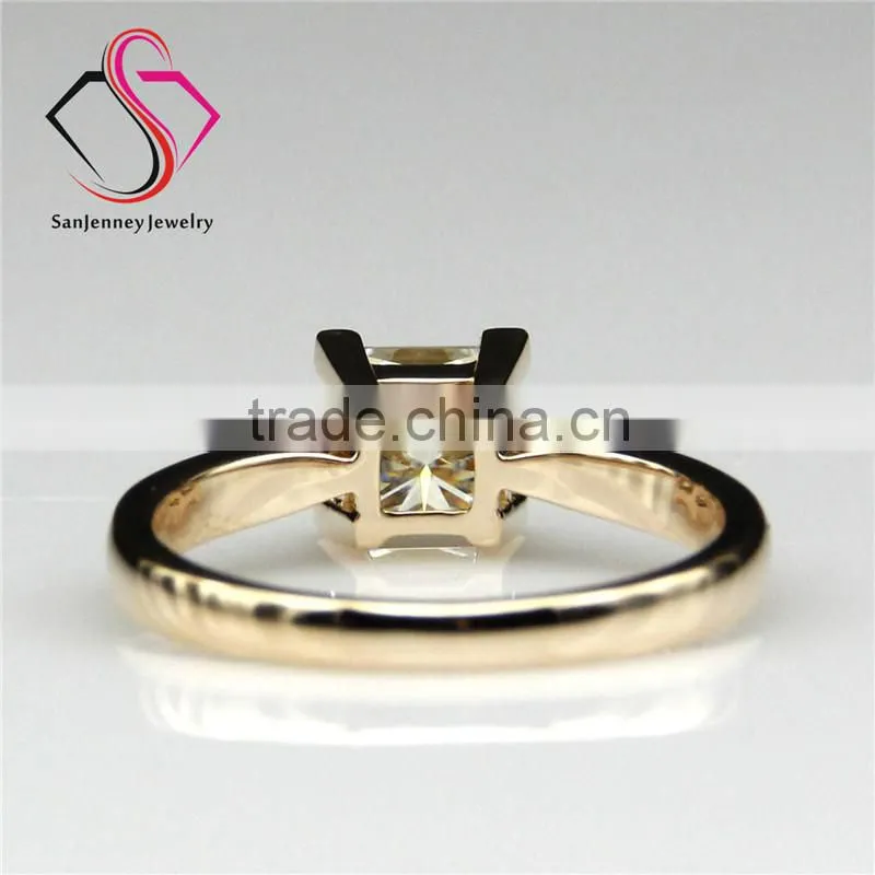 Princess Cut Moissanite Solitaire 1 Carat Sqaure 5.5mm Center 14k Rose Gold Wedding Engagement Ring