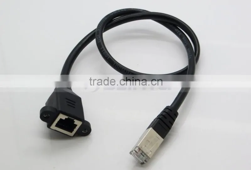 30CM 0.3M RJ45 Male to Female Screw Panel Mount Ethernet LAN Network Extension Cable