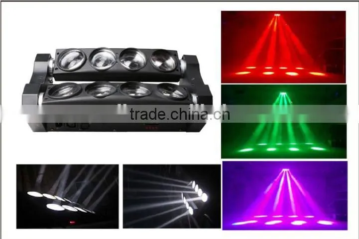 8pcs Moving Head Disco RGBW 4IN 1 led spider beam moving head light 10w