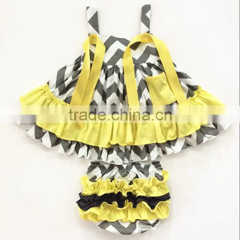 2015 new arrival baby swing top set red chervon ruffle swing top china factory cheap kids clothing wholesale