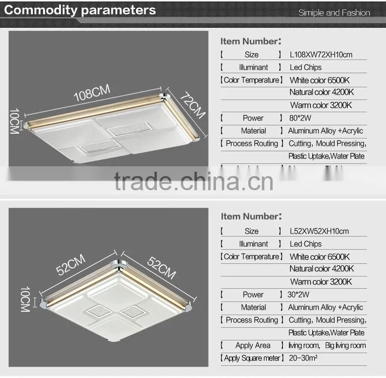 2016 high quality led kitchen ceiling lights 520X520mm 30W to 60W 5 years gurantee
