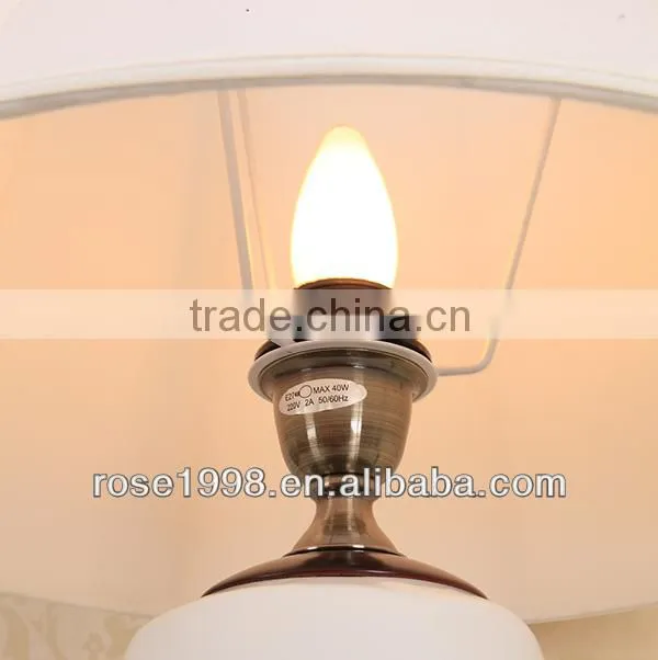 linen shade of white ceramic table lamp