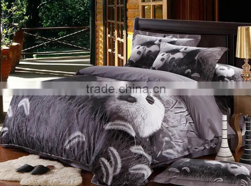 2016 fashion 3D panda 100% natural cotton bed cover set