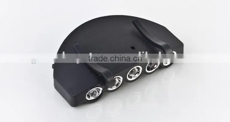 5LEDs Plastic Cap Hat Light 2*CR2032 Battery Powered LED Fishing Light LED Hat Light Sale Black LED Portable Headlamp