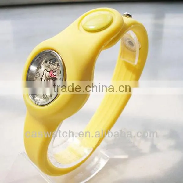 Cute kit cat silicone snaps bracelet watch for kids