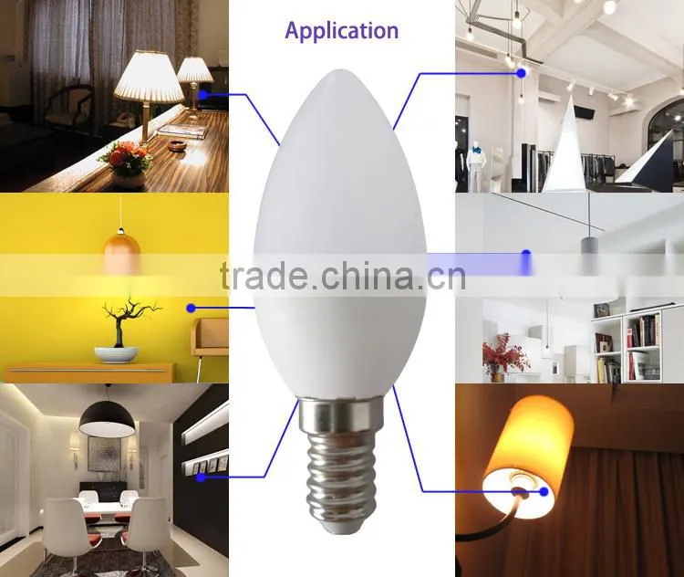 Best Selling Glass Led Lamp 3w LED Candle LightC37 Led E14 Light Candle Bulb Light