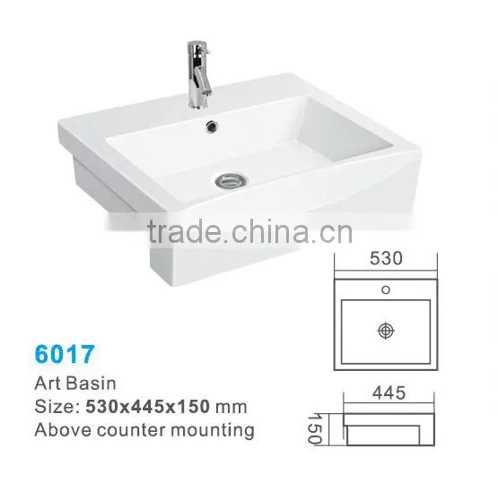 Hot Sale Ceramic Sinks Bathroom Above Semi Mounting Art Basin