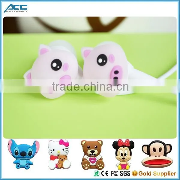 3D PVC Cute Carton Earphone For Kids