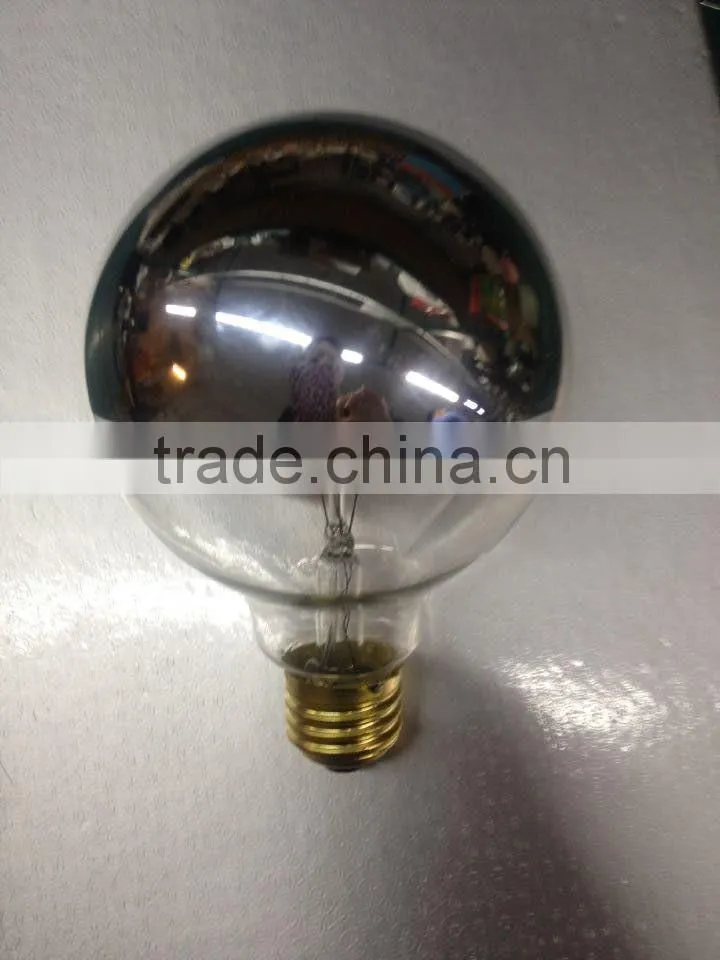 6 watt 8w 4w G95/G80/G125 LED filament bulb globe light lamp half silvery mirror/chrome warm white E26 120V