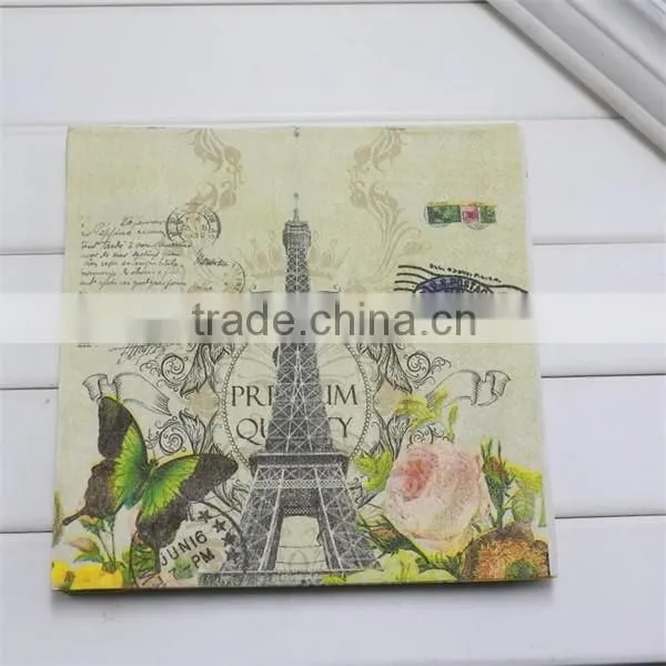 Flower Paper Napkin Butterfly Festive & Party Eiffel Tower Tissue Napkins Decoration 20pcs/pack 33X33CM