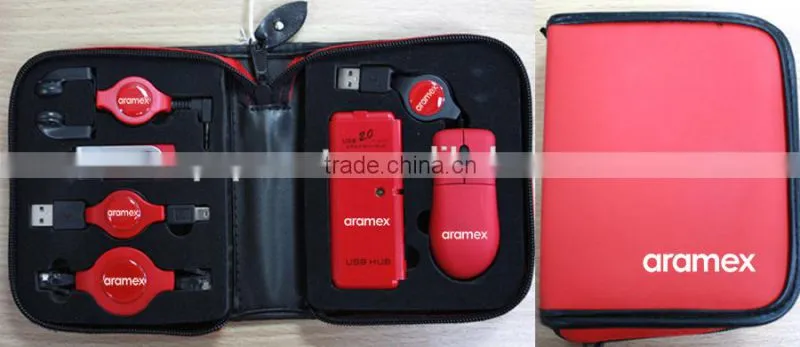 Christmas Promotional Gifts with Heahphone Mouse USB Hub Data Cable