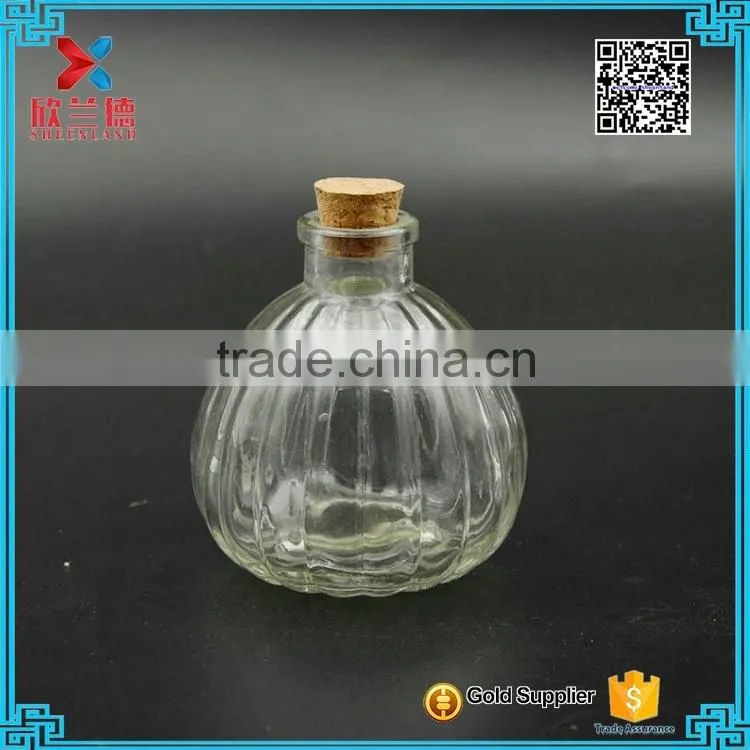 Pumpkin shape of glass aroma diffuser bottle with cork