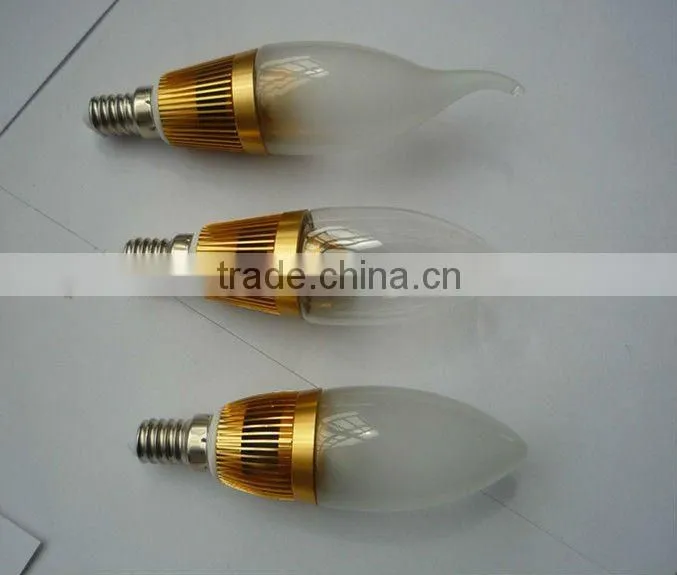 Dimmable Clear Glass LED Candle Bulb E27,85~265V