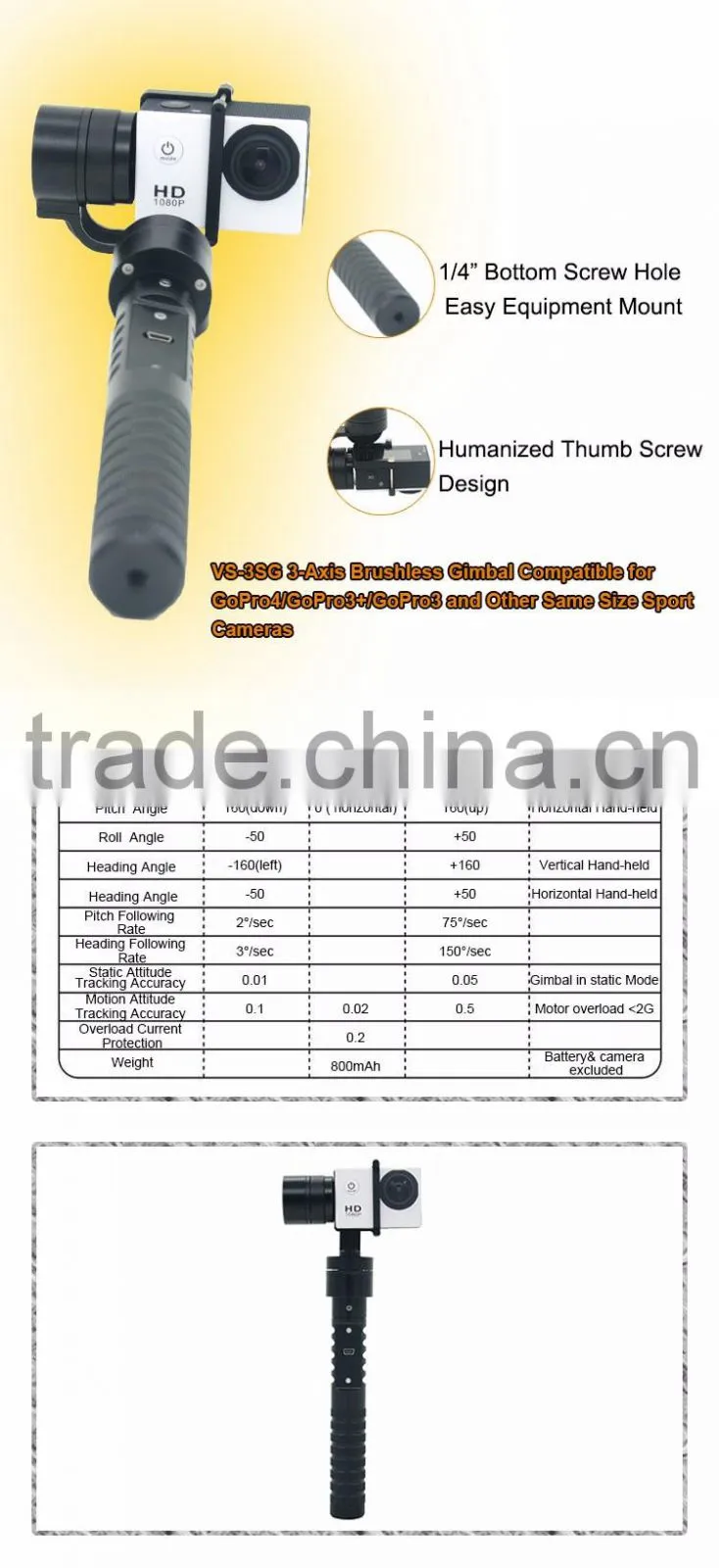 AFI hot selling 3-axle handheld brushless gimbal VS-3SG