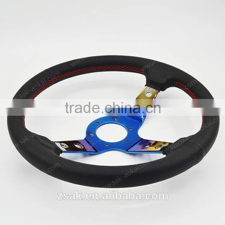 14 inch genuine leather neo chrome steering wheel