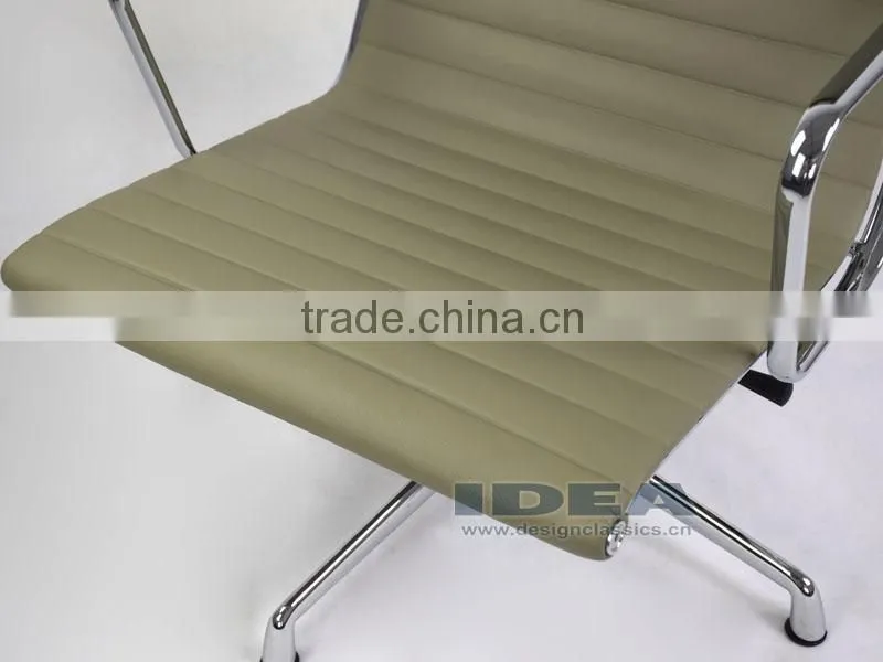 Replica Charles Aluminum Executive Easy Chair - Light Grey Genuine Leather