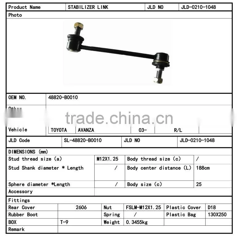 48820-B0010 rear Auto body chevrolet parts front stabilizer link for Toyota