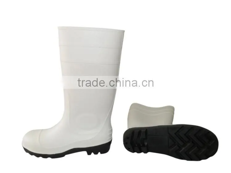 White PVC rain boots with steel toe