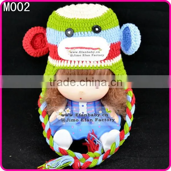 cute baby crochet beanie animal ears monkey knitted hats