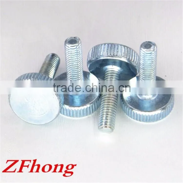m1 - m10 carbon steel with white zinc flat head knurled thumb screw