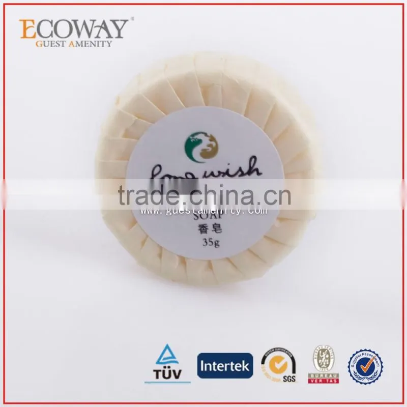 35g skin whitening soap bath soap for hotels small round soap in paper pleat wrap