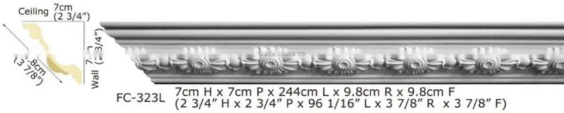 2015 High Quality Good price beautiful luxury Decorative pu Carving Cornice Mouldings