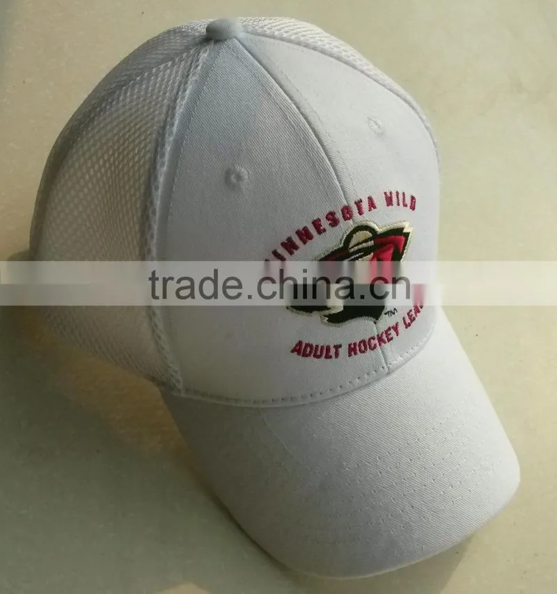 chino twill/mesh hockey sport cap sandwich mesh hockey team cap