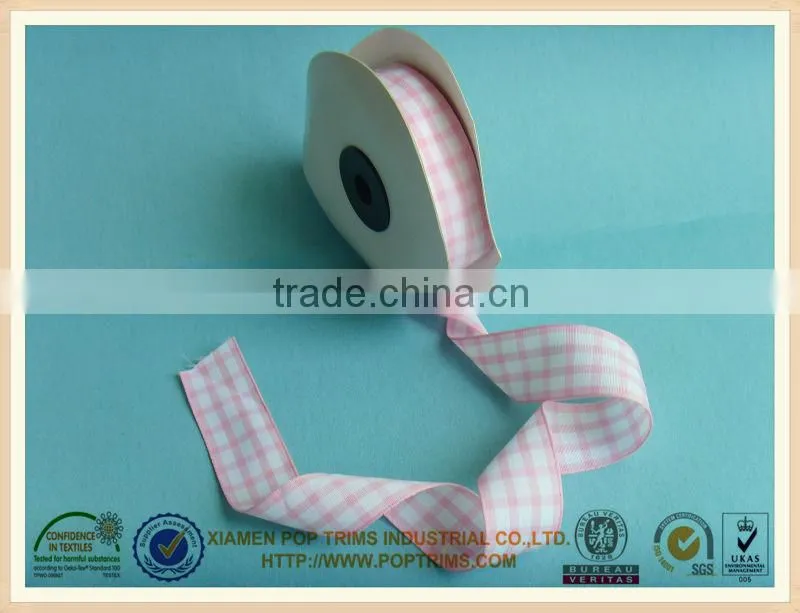 2014 fashionable plaid ribbon in stock colour