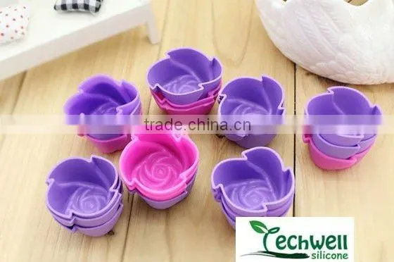 colorful rose silicone cupcake baking cups