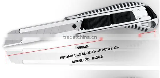 tool cutter Auto Retractable Safety 18mm Snap Off Blade Aluminium Alloy Screw-lock utility knife
