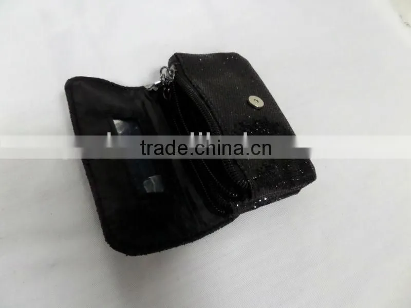 2015 fashion black glitter cosmetic bag