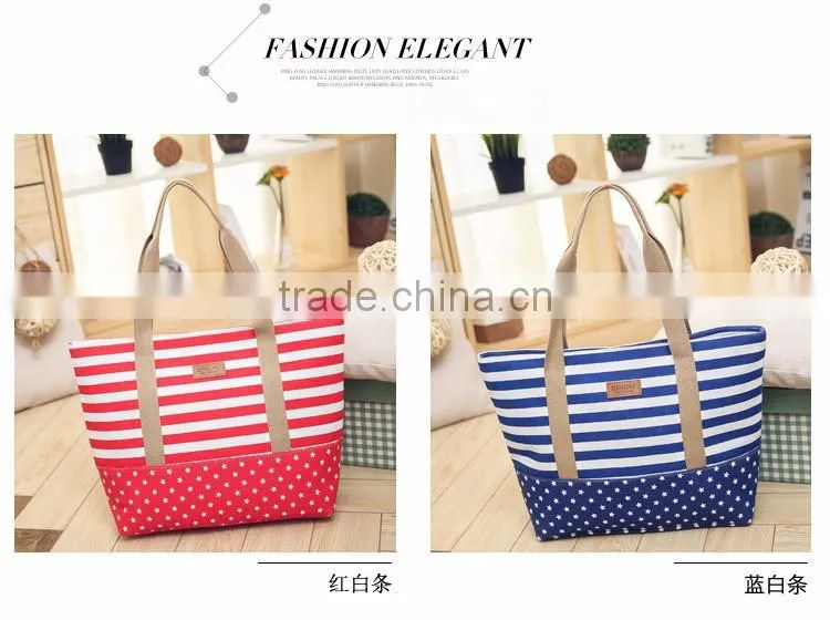 Cotton canvas beach tote bag