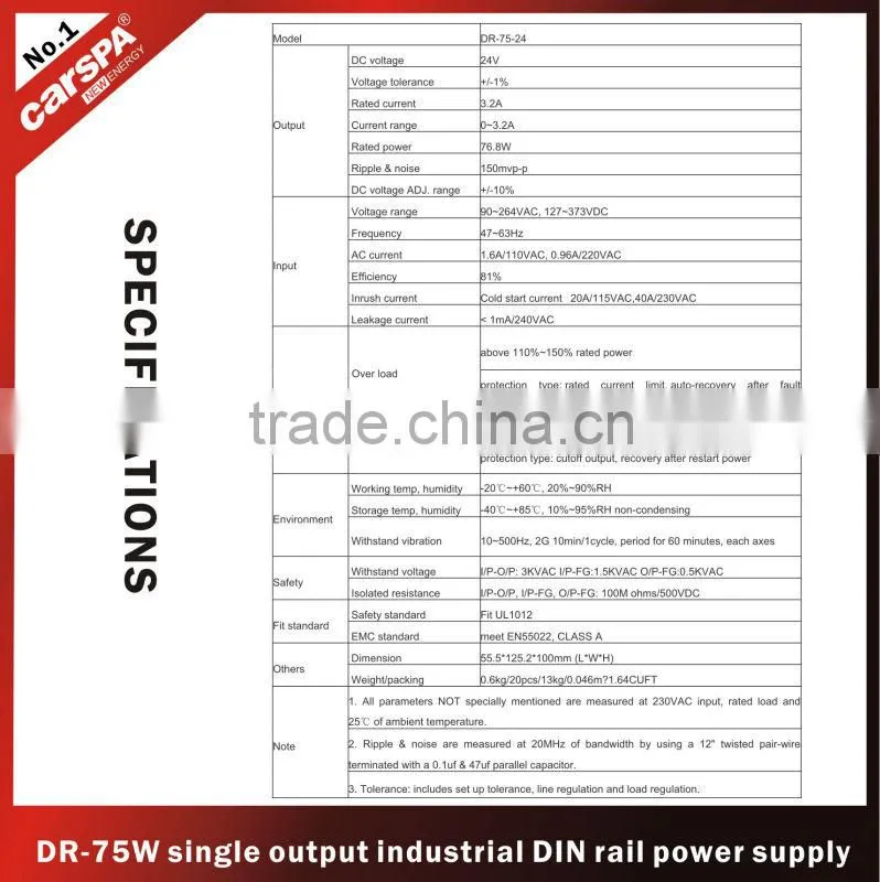smps manufacturer DIN Rail power supply 24v 3.2a