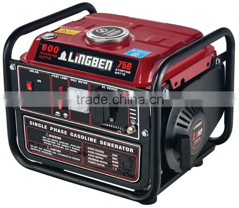 Lingben 500w mini power generator gasoline 12v dc generator low rpm