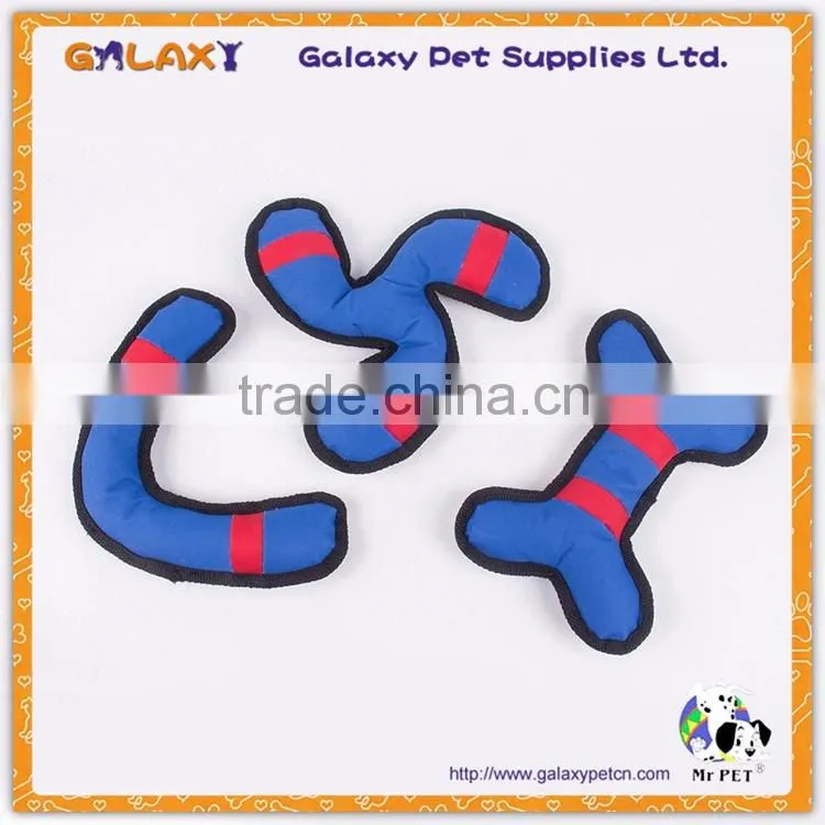 M1109 Wholesale Polyester Bone Shape Tough Dog Toy With Squeaker