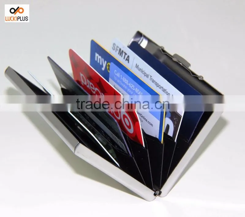 Luckiplus Inventory RFID Blocking Aluminum Credit Card Holder for Men & Women, Cool Slim Metal Busin Black