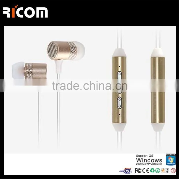 2016 Newest Necklace design magnetic bluetooth earphone with Metal material and micphone--BTH-218--Shenzhen Ricom