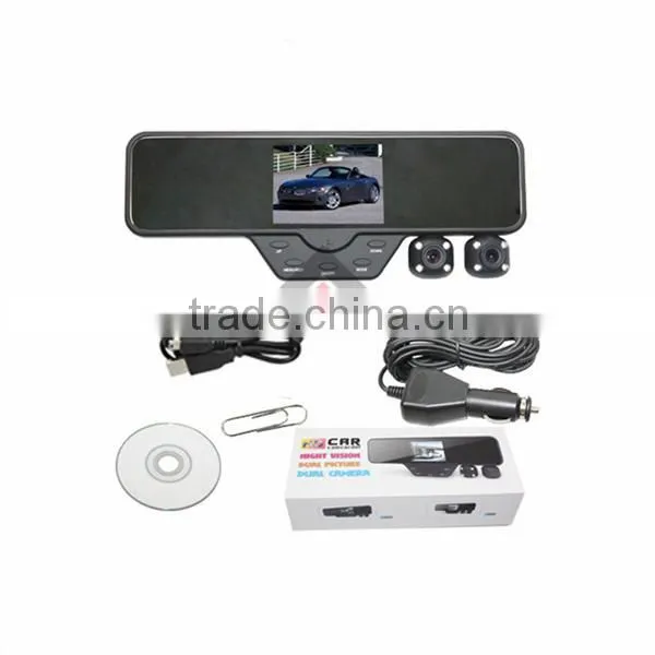 3.5"LCD Dual Lens Rearview Mirror DVR HD Car Camera