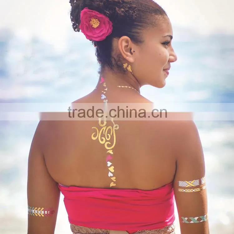 2016 New high quality good price Metallic Gold Sexy tattoo design,best selling Flash Temporary tattoo,wholesale OEM tattoo flas