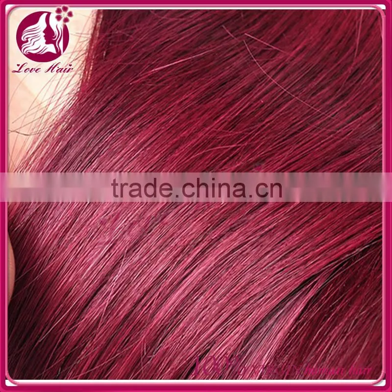 Silk straight ombre hair weave #1b #Burg brazilian virgin hair