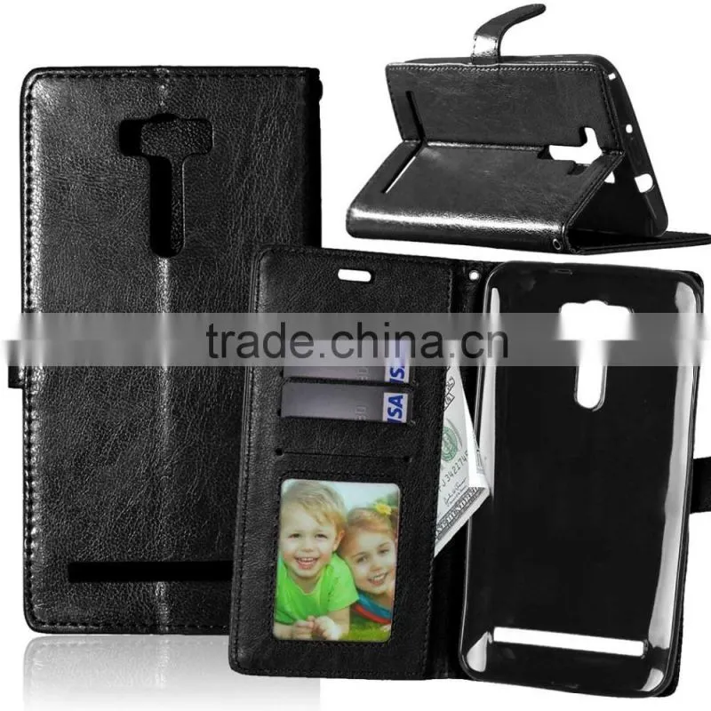 Hot sale PU Leather Mobile Phone Flip Wallet Kickstand Case for ASUS Zenfone 2 Laser ZE601KL 6.0