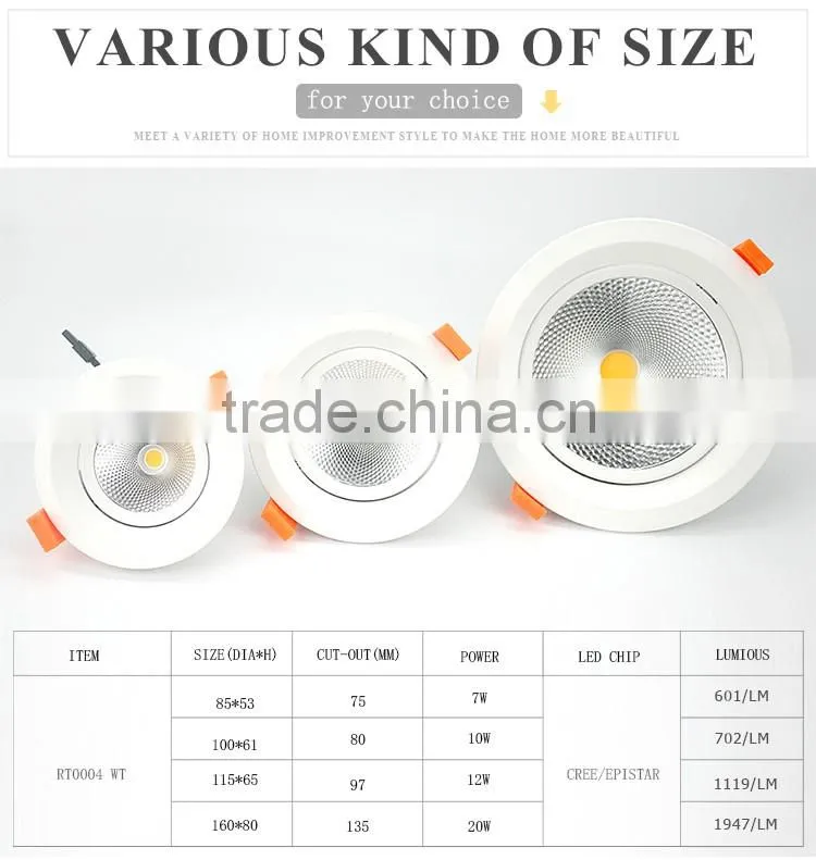 High Quality recessed led downlight led downlight 5w 9w 12w 18w cob led downlight