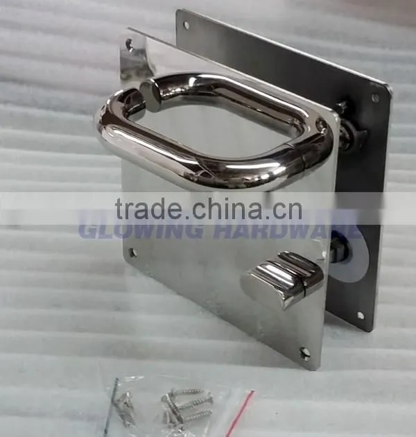Mirror polish Stainless steel door lever handle on plate (WC Function)